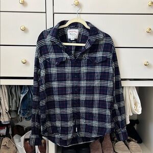 American Eagle Navy Plaid Shirt